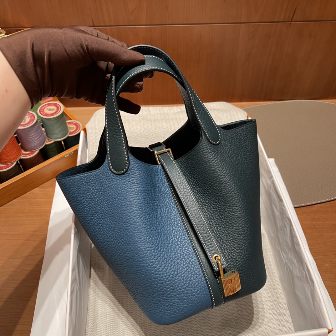 에르메스 피코탄 락18 블랙그린 금장 끌레망스 가죽